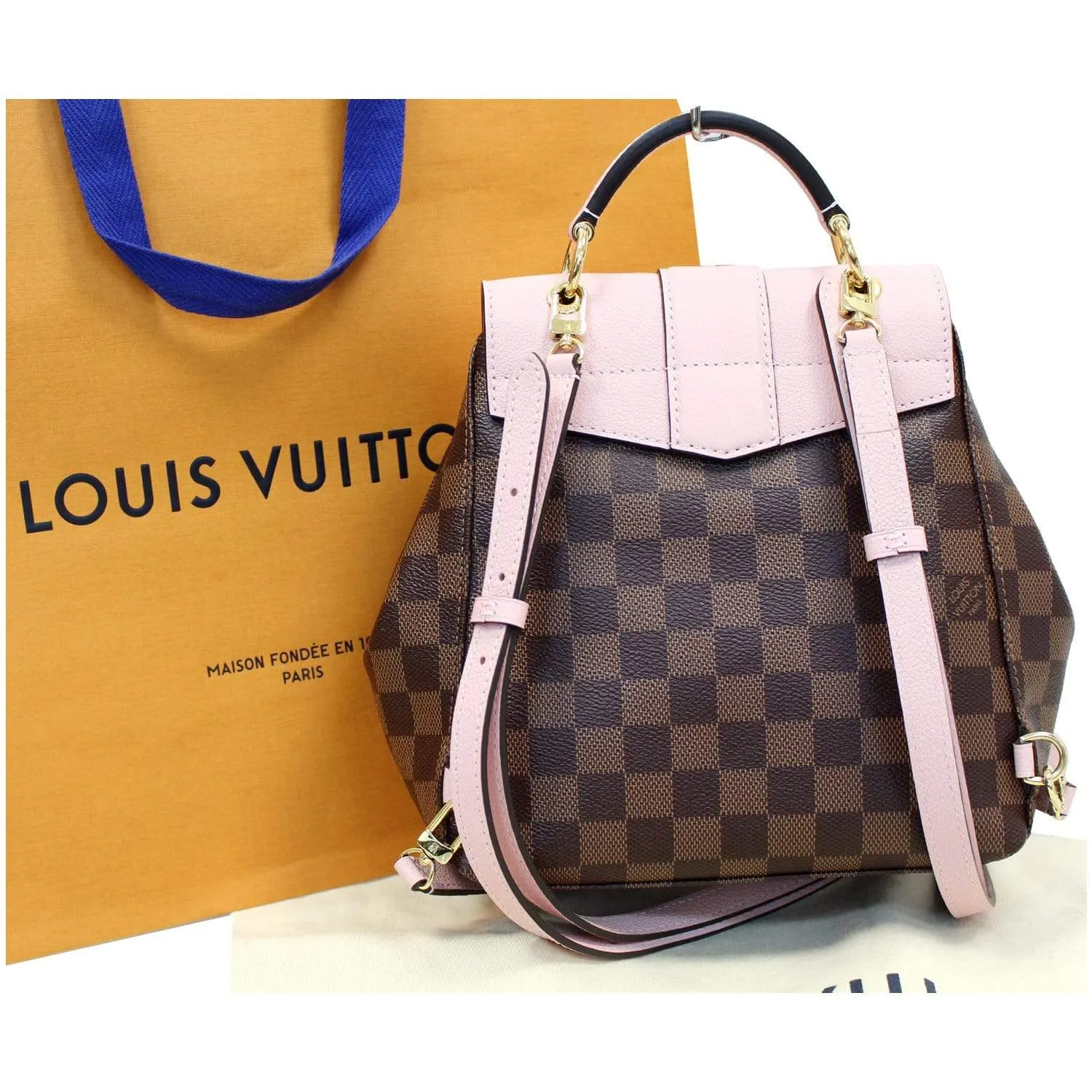 LV Clapton Backpack Damier Ebene Magnolia