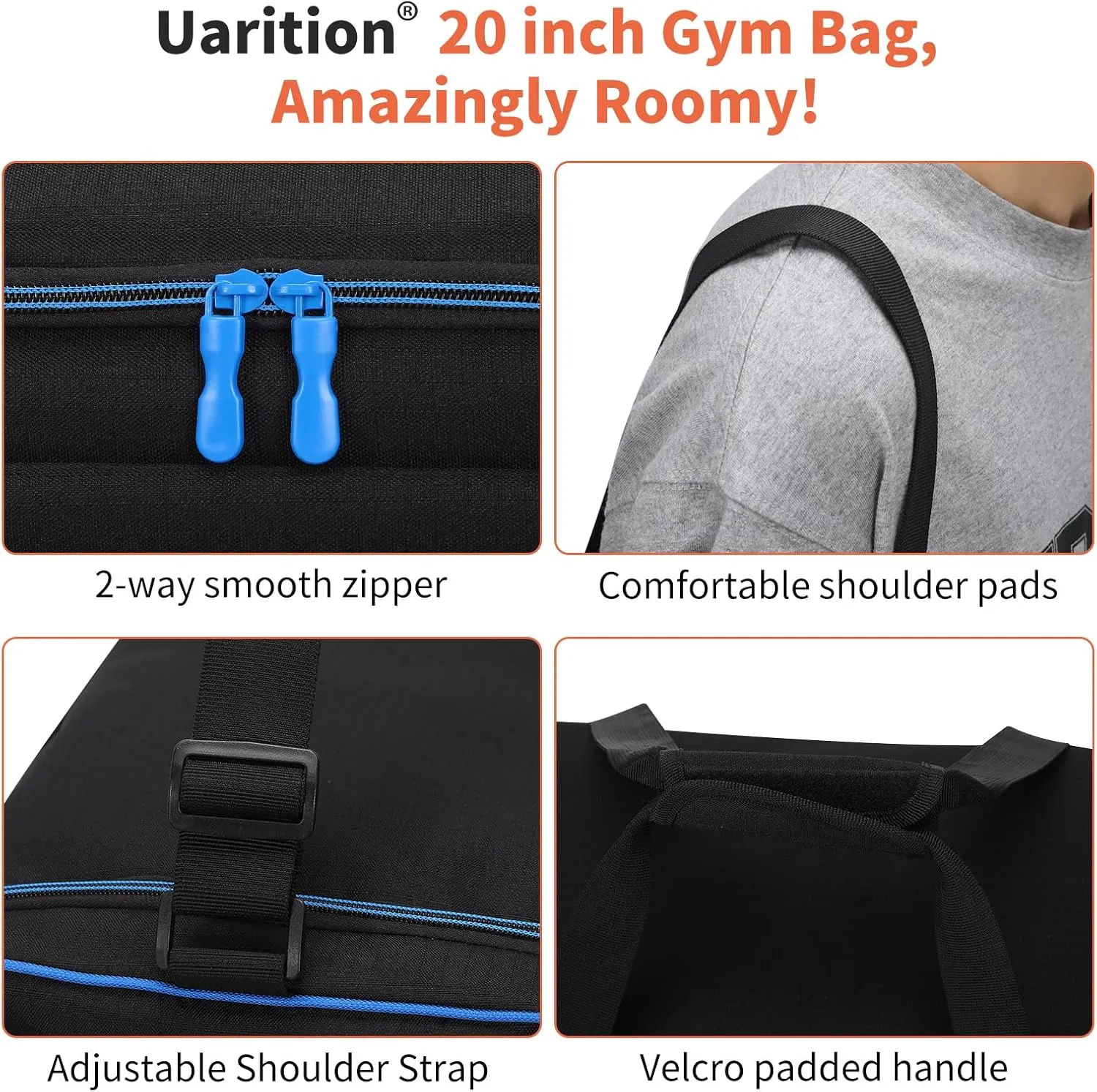 Mens Gym Bag 21 inch Large Overnight Weekender Duffle Bag for Travel Sport-Blue/Black