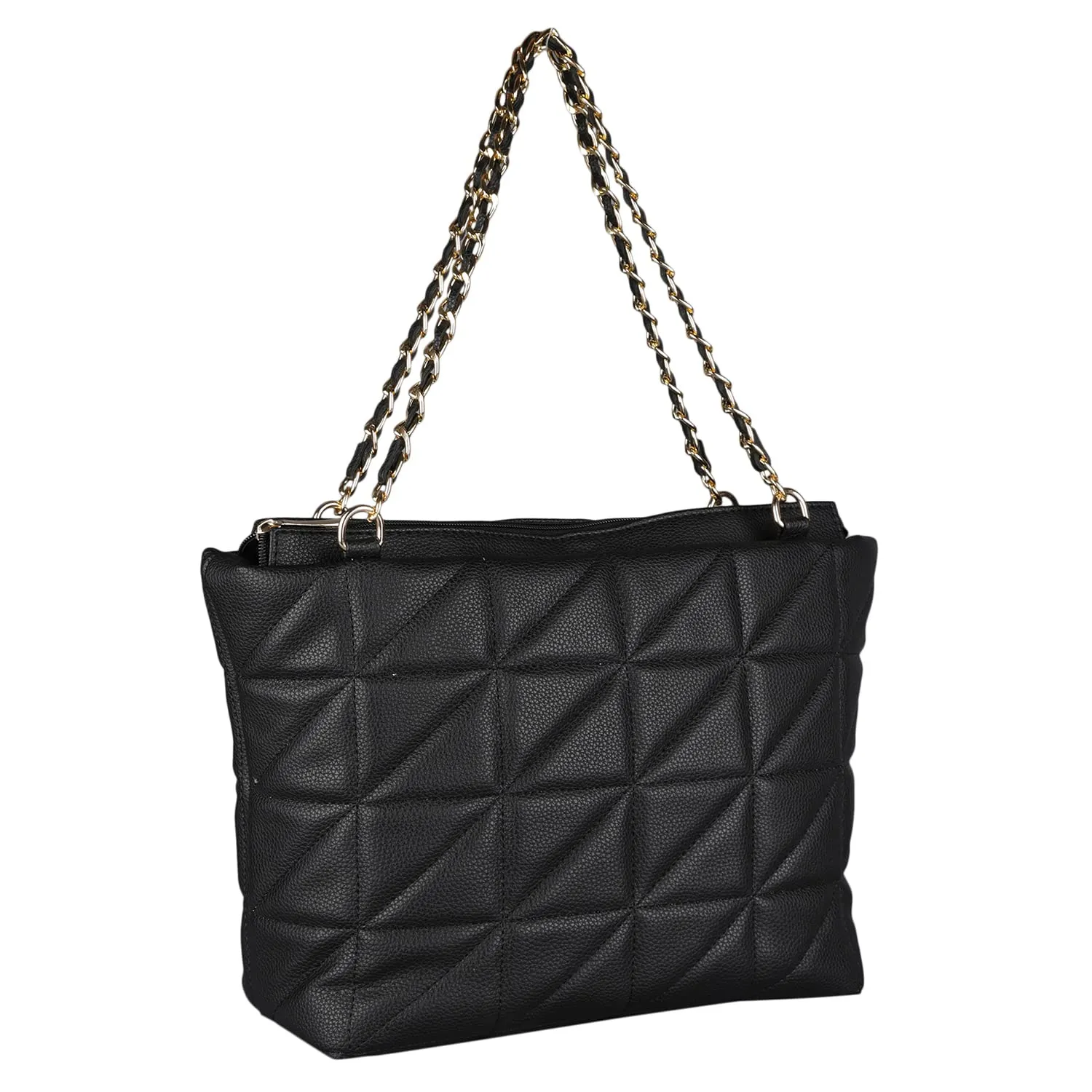 MINI WESST Women's Black Solid/Plain Pattern Shoulder Bag for Office and College