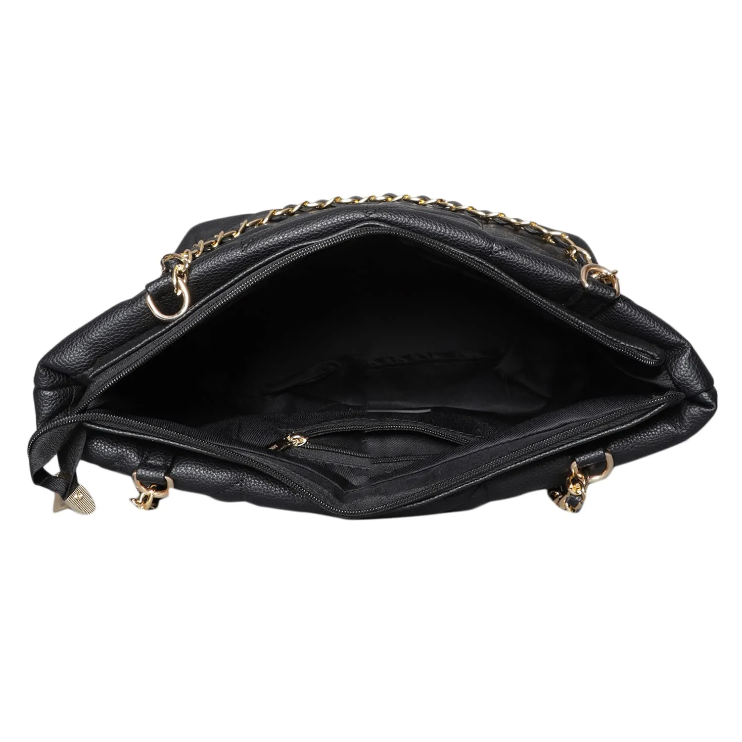 MINI WESST Women's Black Solid/Plain Pattern Shoulder Bag for Office and College