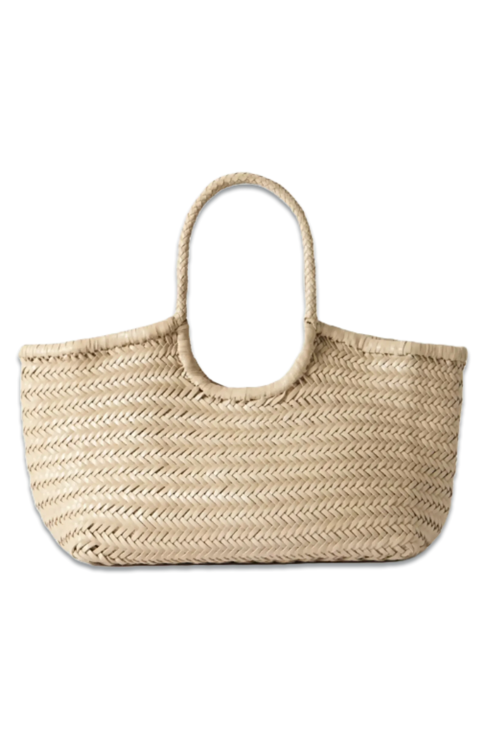 Nantucket Large Woven Leather Tote Cream