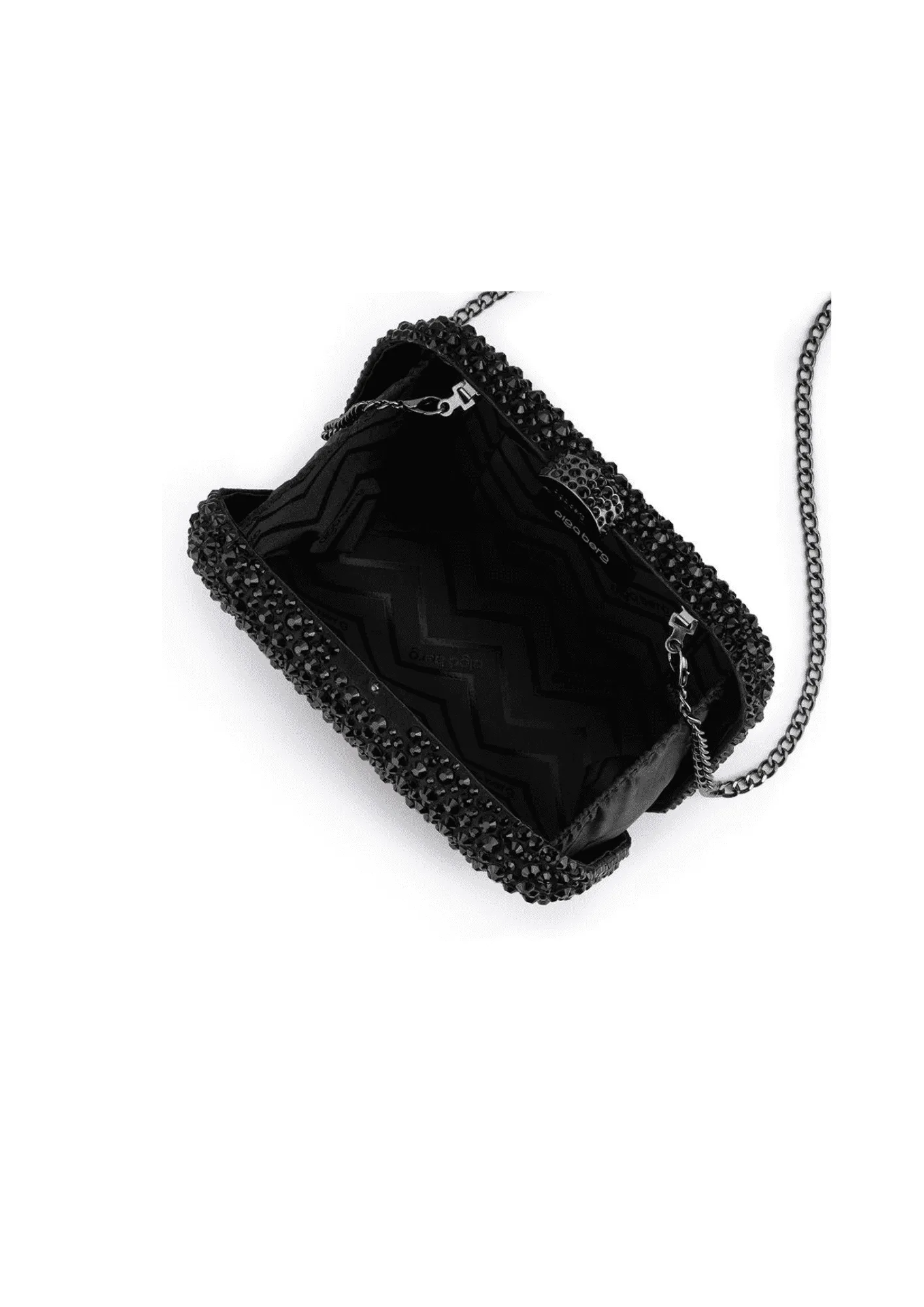 OLGA BERG - Casey Hot fix Encrusted Clutch Black
