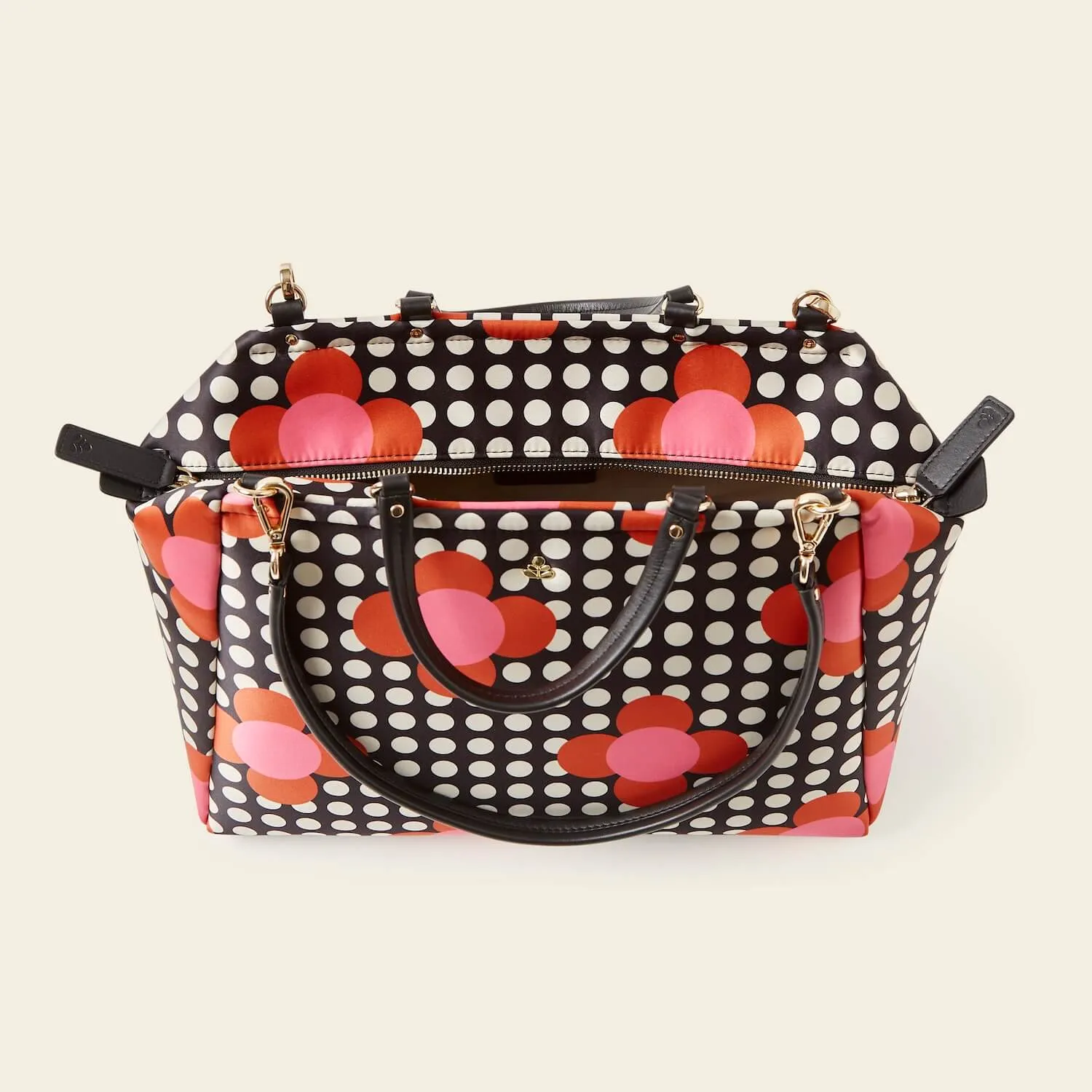 Opera Big Tote - Fuchsia Flower Polka Dot