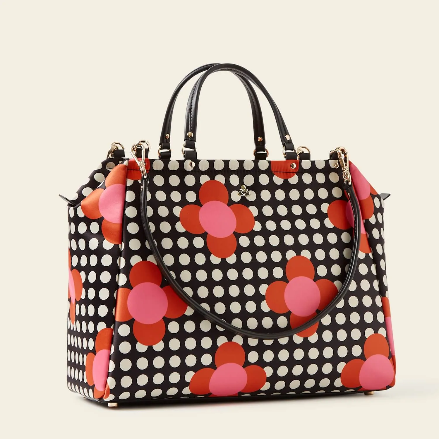 Opera Big Tote - Fuchsia Flower Polka Dot