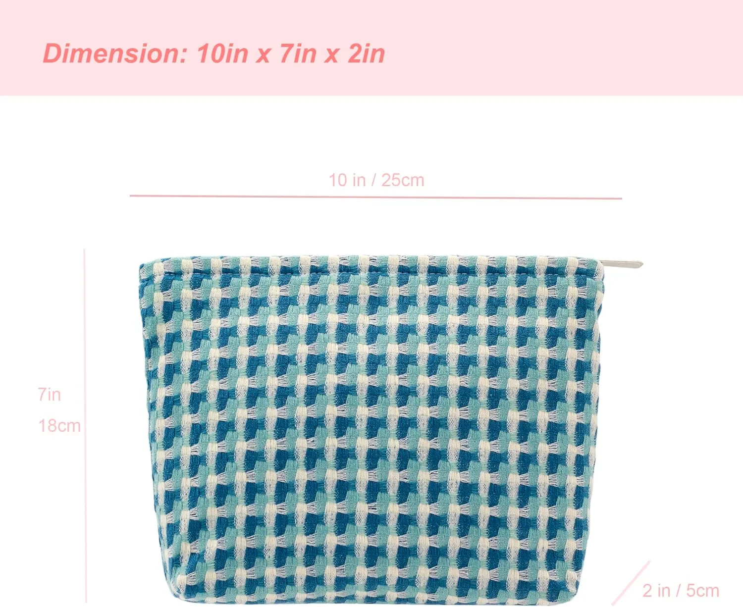 PAZIMIIK Makeup Bags for Purse Zipper Cosmetic Pouch Large Travel Canvas Make Up Organizer Tool Pouch for Women and Girls,Grid Green