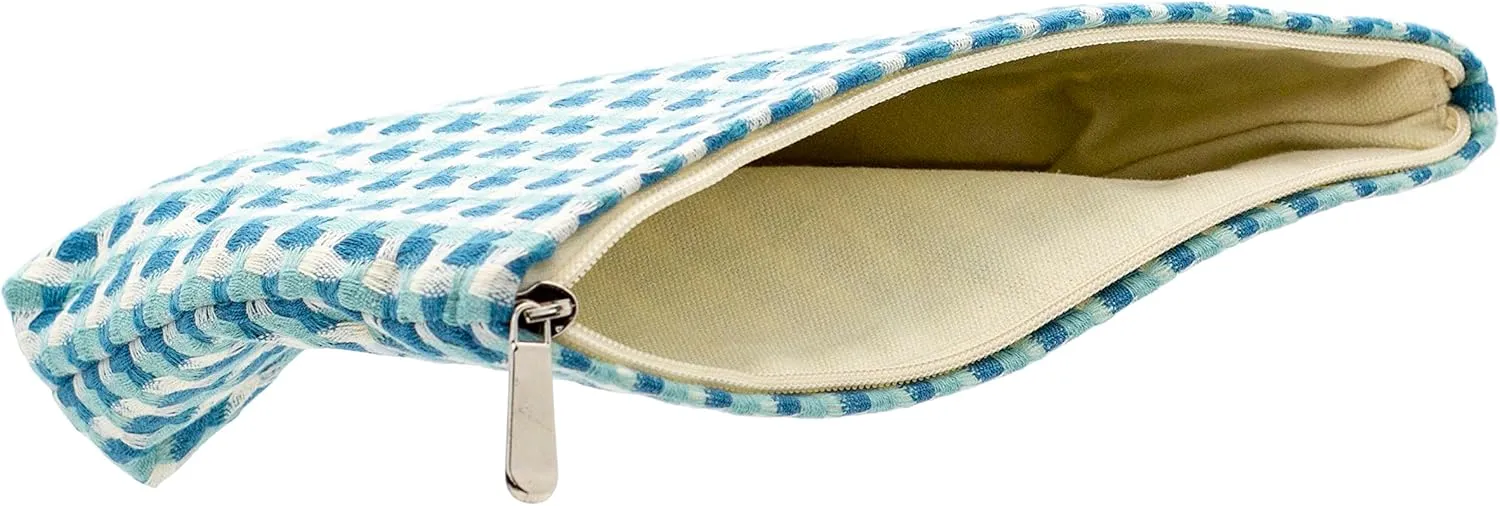 PAZIMIIK Makeup Bags for Purse Zipper Cosmetic Pouch Large Travel Canvas Make Up Organizer Tool Pouch for Women and Girls,Grid Green