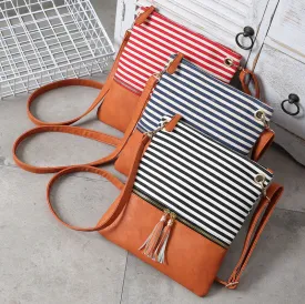 Paziye Striped Fringed Shoulder Crossbody Bag