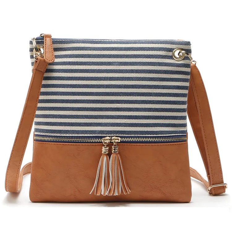 Paziye Striped Fringed Shoulder Crossbody Bag