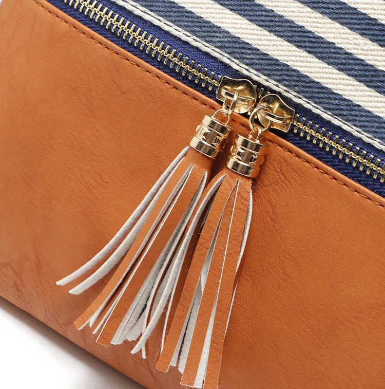 Paziye Striped Fringed Shoulder Crossbody Bag
