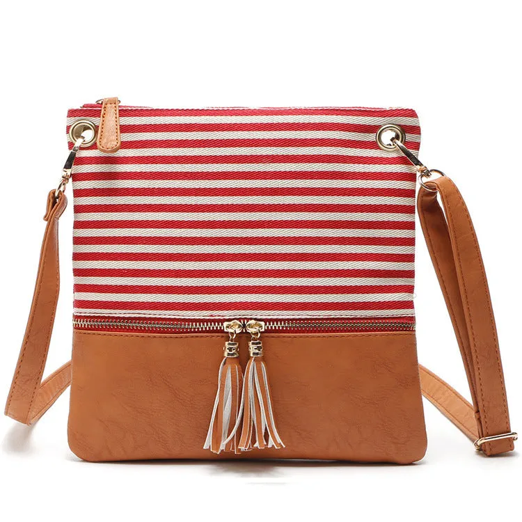 Paziye Striped Fringed Shoulder Crossbody Bag