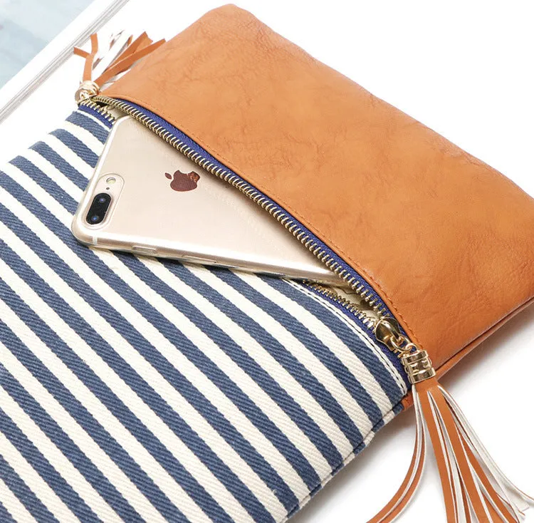 Paziye Striped Fringed Shoulder Crossbody Bag