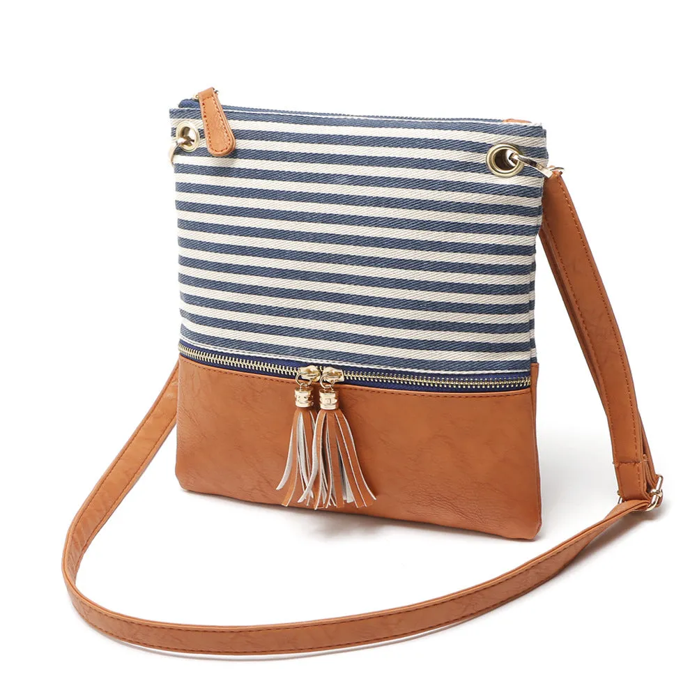 Paziye Striped Fringed Shoulder Crossbody Bag