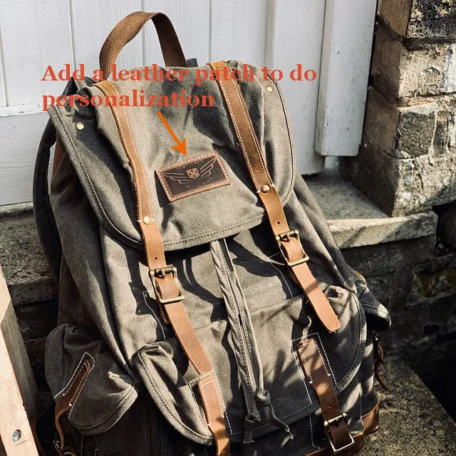 Personalized Waxed Canvas Backpack Large Travel Backpack Laptop Backpack Unisex Weekender Backpack School Backpack