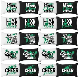 Pinkunn 20 Pcs Cheer Makeup Bags Bulk Cheerleader Gifts for Women Canvas Cheer Cosmetic Pouch Toiletry Zipper Makeup Case Cheerleading Portable Travel Pouch Team Accessories(Green)
