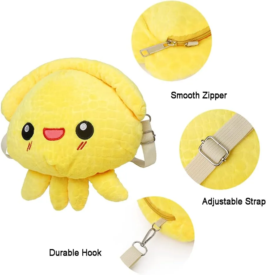 Plush Crossbody Purse for Women, Cute Shoulder Bag Small Fluffy Crossbody Bag, Kawaii Handbag Purse for Travel (Yellow)