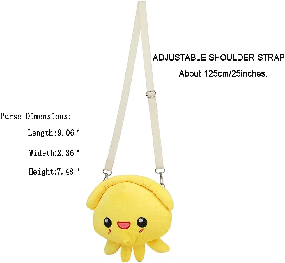 Plush Crossbody Purse for Women, Cute Shoulder Bag Small Fluffy Crossbody Bag, Kawaii Handbag Purse for Travel (Yellow)