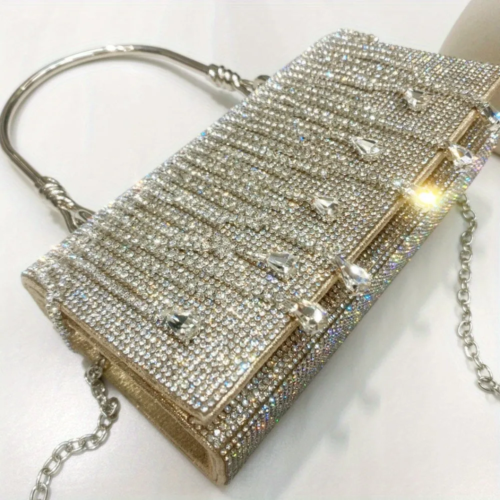 Rhinestone Designer Chain Bag Chic Star Diamond Party Evening Bag Clutch Bag for Women Luxury Hollow Female Purses