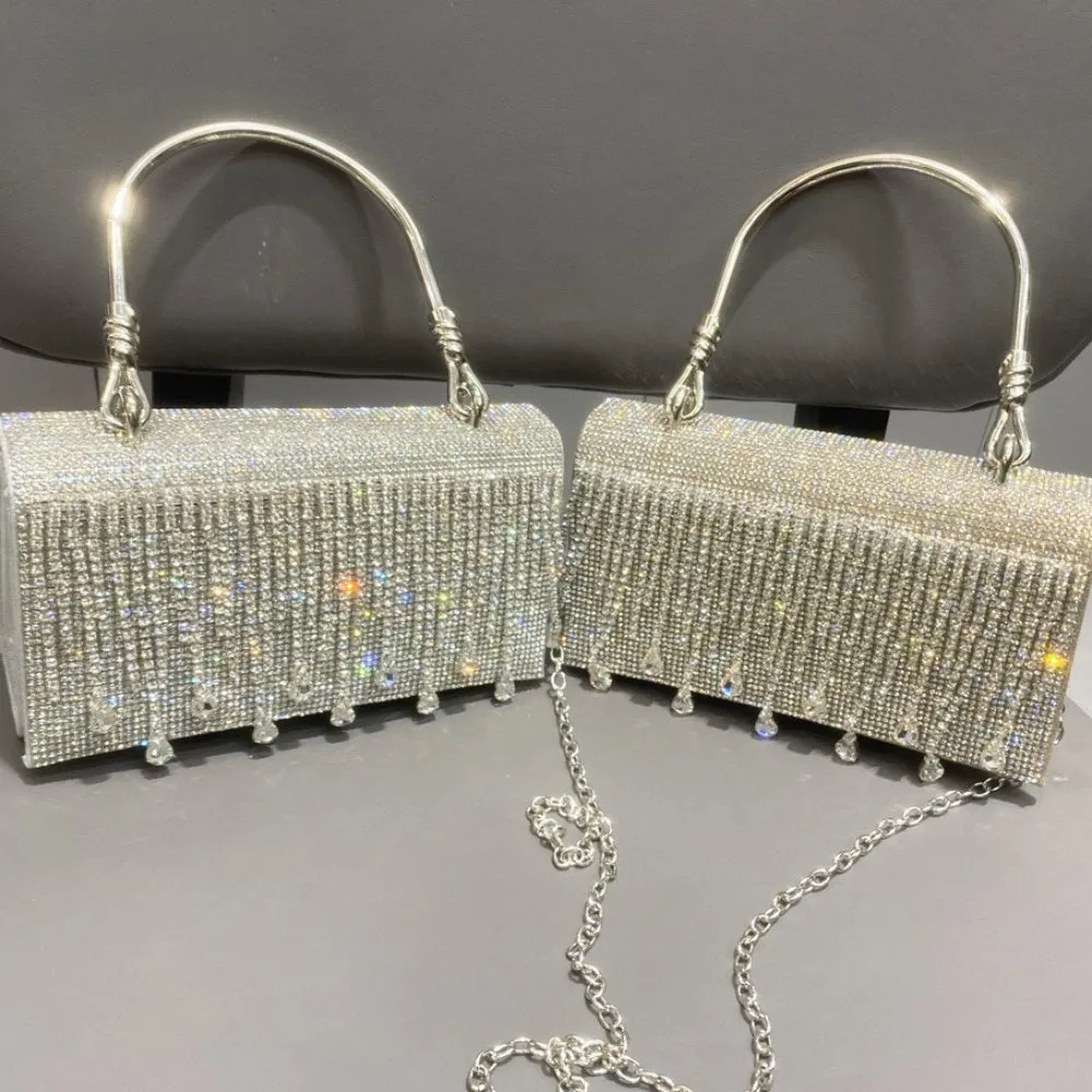 Rhinestone Designer Chain Bag Chic Star Diamond Party Evening Bag Clutch Bag for Women Luxury Hollow Female Purses