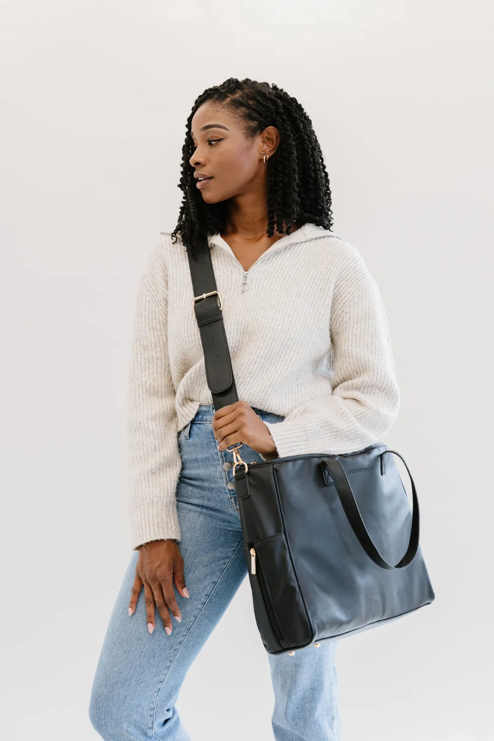 Signature Tote Laptop Carry On Shoulder Diaper Bag: Ebony