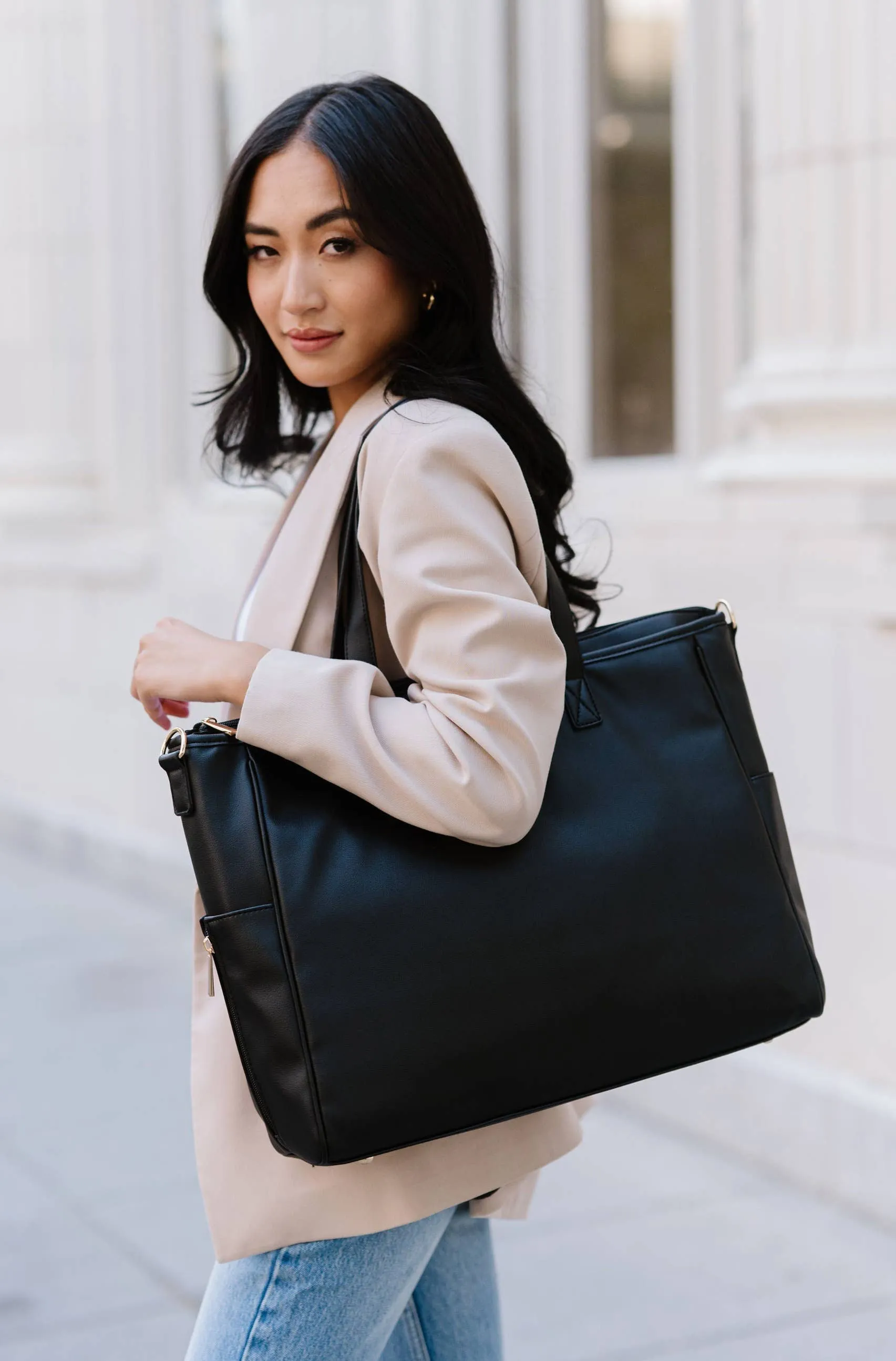 Signature Tote Laptop Carry On Shoulder Diaper Bag: Ebony