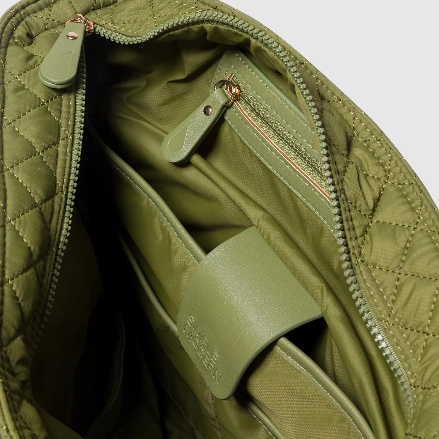 Simple Modern Quilted Tote Bag for Women | Medium Size w/Compartments & Laptop Sleeve | Adjustable Strap | Zipper Top