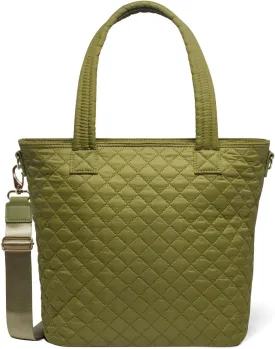Simple Modern Quilted Tote Bag for Women | Medium Size w/Compartments & Laptop Sleeve | Adjustable Strap | Zipper Top
