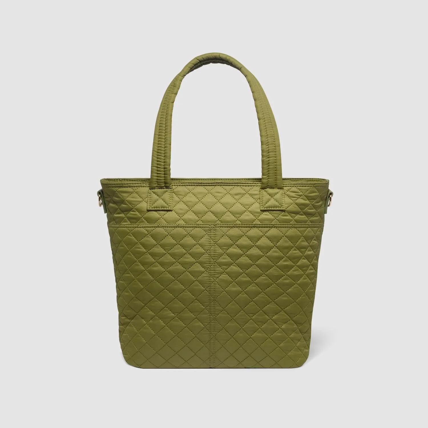 Simple Modern Quilted Tote Bag for Women | Medium Size w/Compartments & Laptop Sleeve | Adjustable Strap | Zipper Top