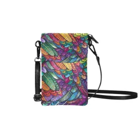 Small Cell Phone Purse - Colorful Feathers