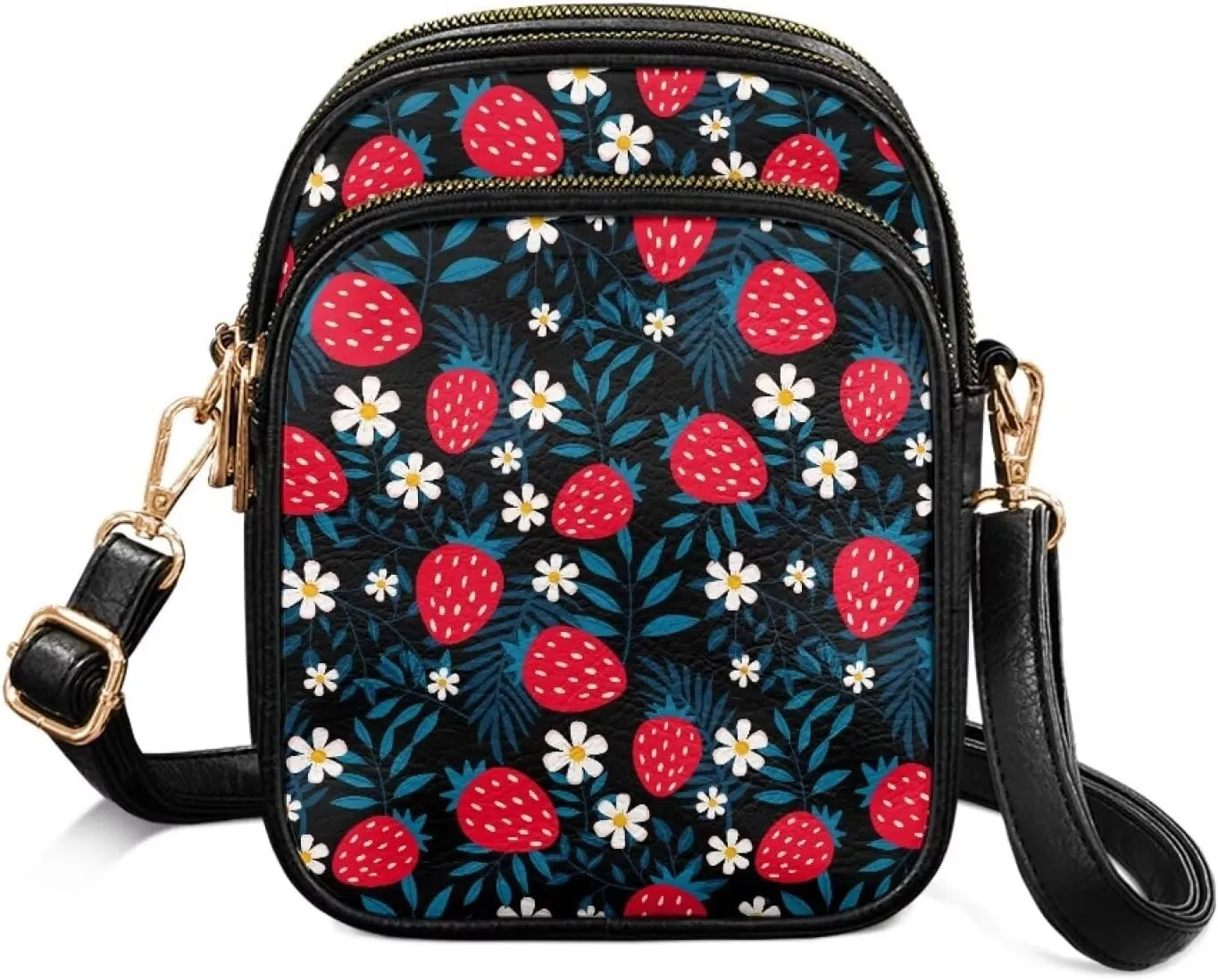 Small Crossbody Bags for Women, Daisy Sunflowers Cross Over Purse PU Leather Shoulder Handbags for Travel, Work