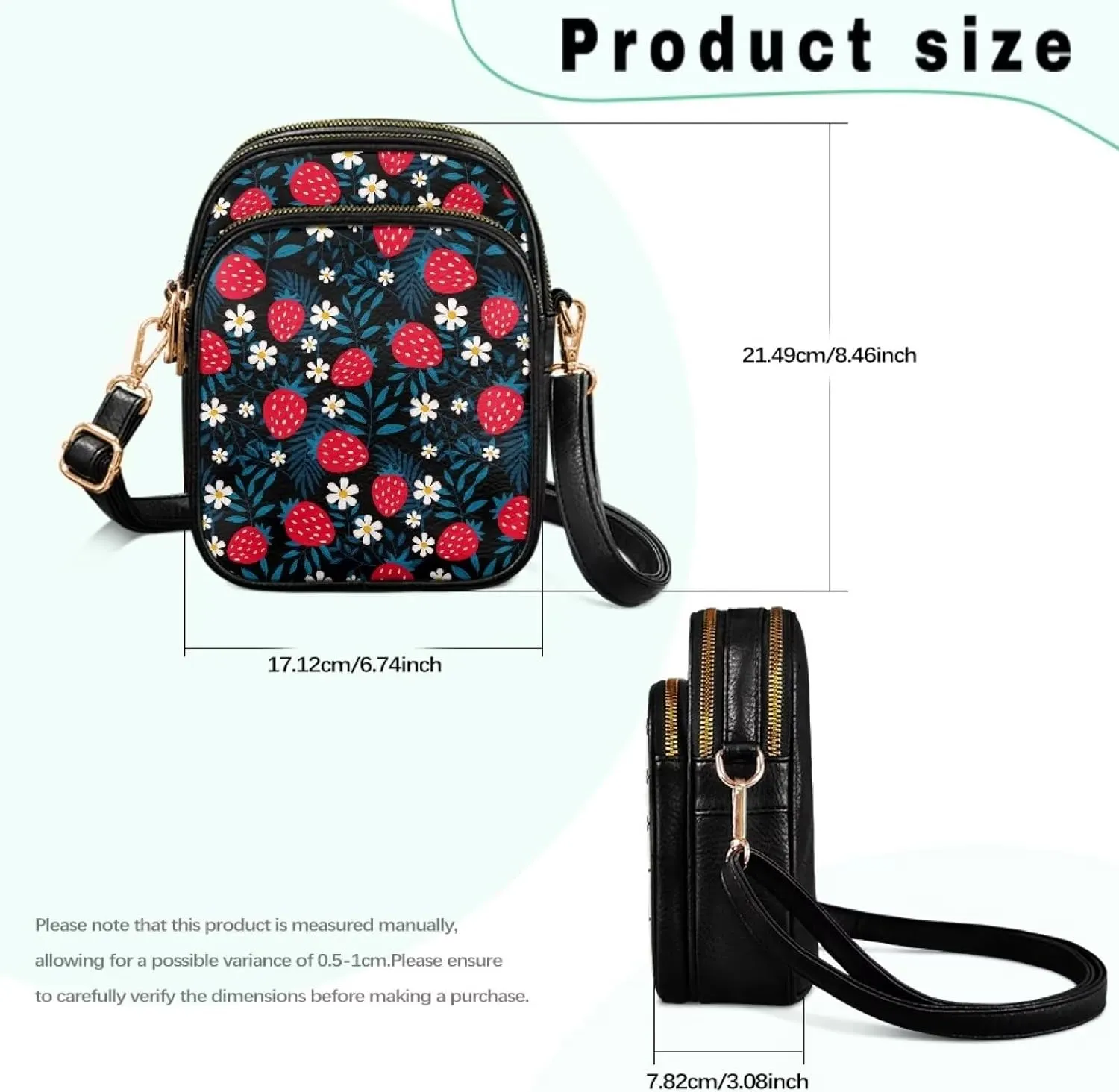 Small Crossbody Bags for Women, Daisy Sunflowers Cross Over Purse PU Leather Shoulder Handbags for Travel, Work