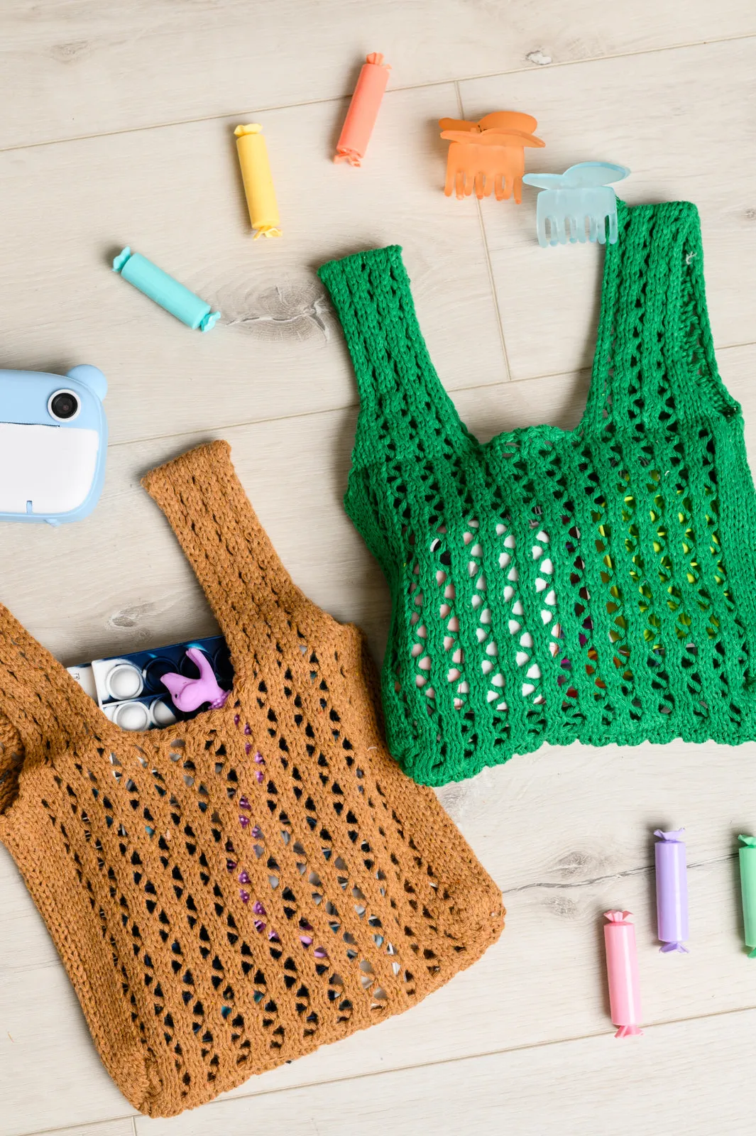 SP24- AVE SHOPS- Girls Day Open Weave Bag in Green