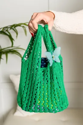SP24- AVE SHOPS- Girls Day Open Weave Bag in Green