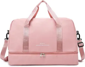 Sports Travel Duffel Bag for Women,Light Gym Bag with Shoe Compartment,Large Capacity Weekender Overnight with Wet Pocket for Lady Travel, Gym, Yoga Light pink