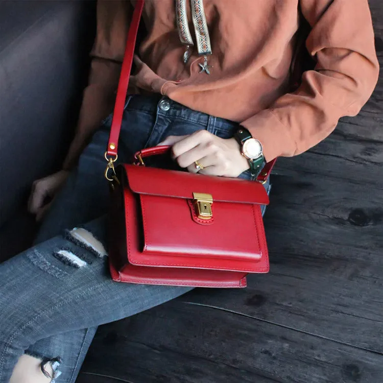 Stylish Women Brown Leather Satchel Bag Crossbody Bags Handbags