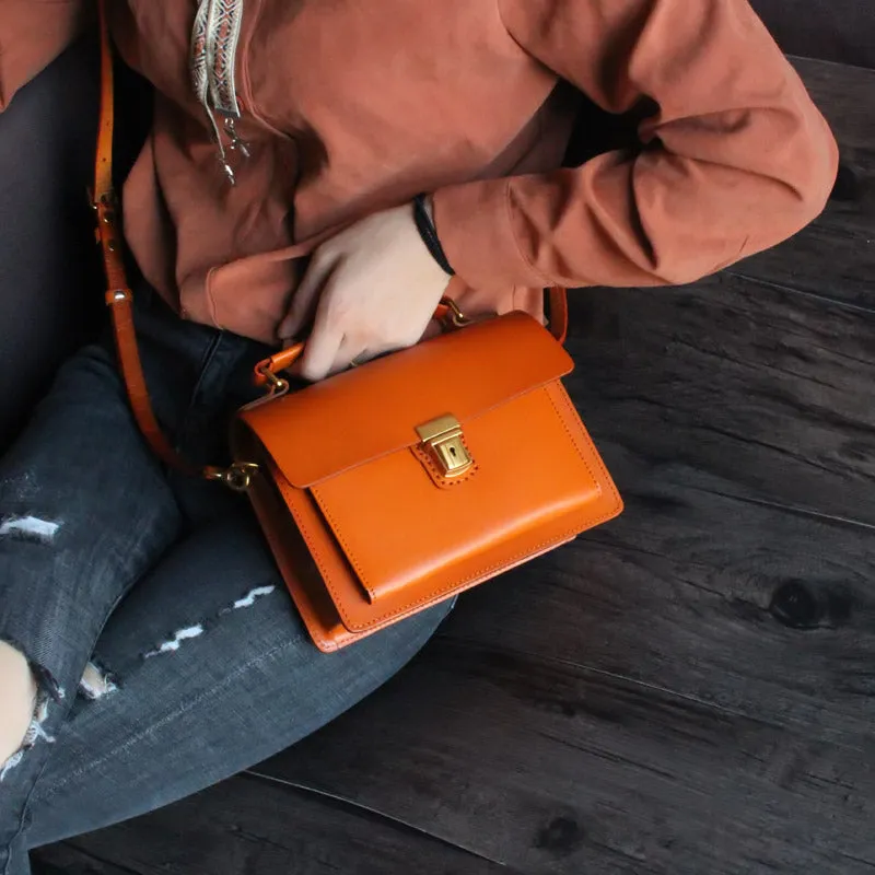 Stylish Women Brown Leather Satchel Bag Crossbody Bags Handbags