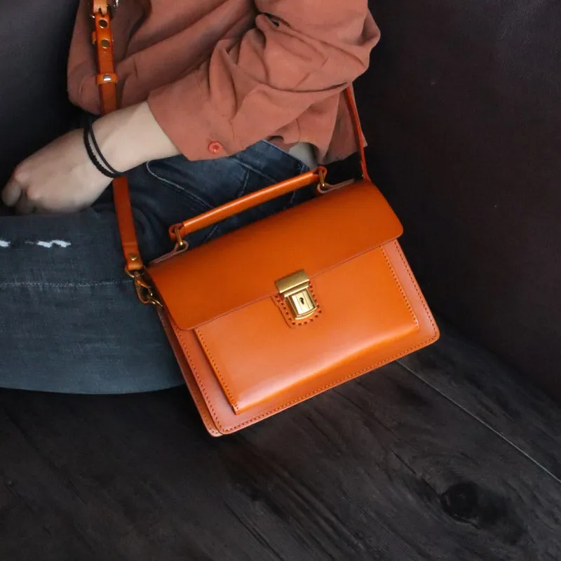 Stylish Women Brown Leather Satchel Bag Crossbody Bags Handbags