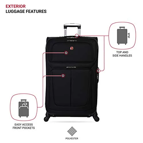SwissGear Sion Softside Expandable Roller Luggage, Black, Checked