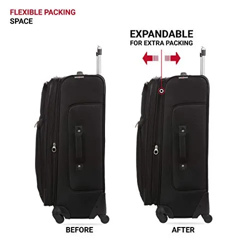 SwissGear Sion Softside Expandable Roller Luggage, Black, Checked