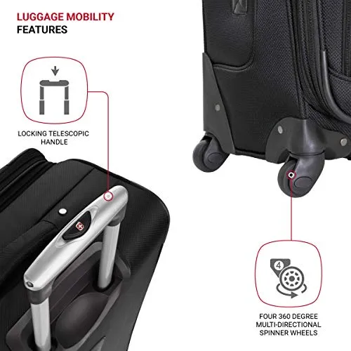 SwissGear Sion Softside Expandable Roller Luggage, Black, Checked