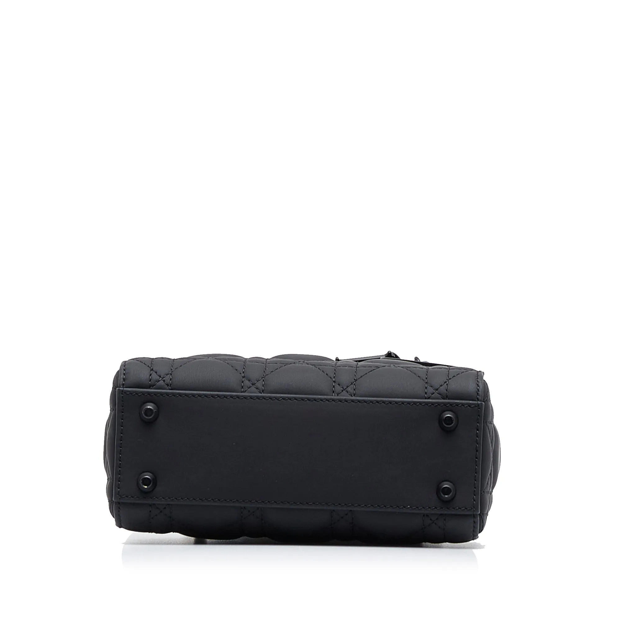Trendy Inspired Dior Lady Mini Ultramatte Black Cannage Quilted Leather Black