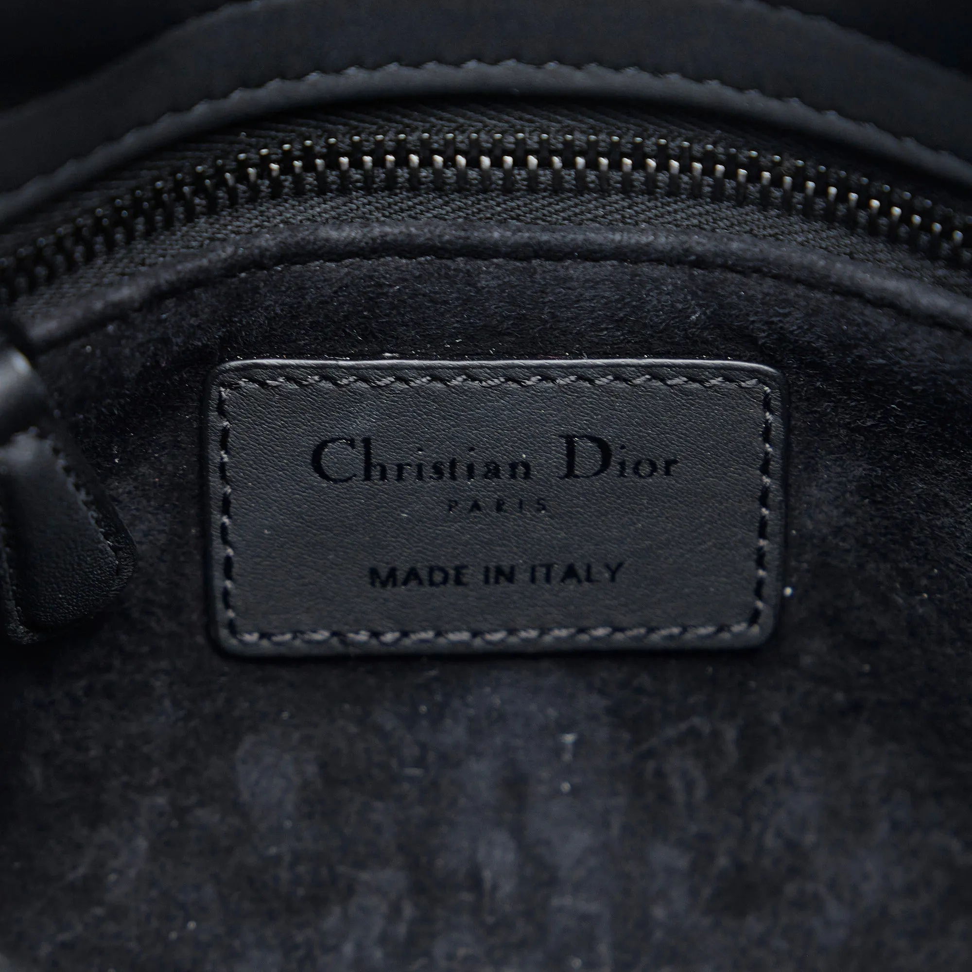 Trendy Inspired Dior Lady Mini Ultramatte Black Cannage Quilted Leather Black
