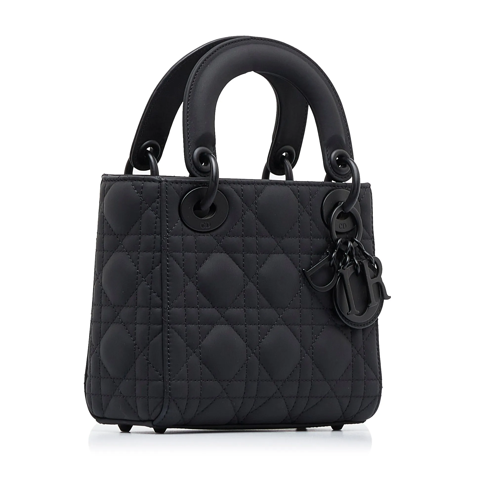 Trendy Inspired Dior Lady Mini Ultramatte Black Cannage Quilted Leather Black