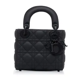 Trendy Inspired Dior Lady Mini Ultramatte Black Cannage Quilted Leather Black