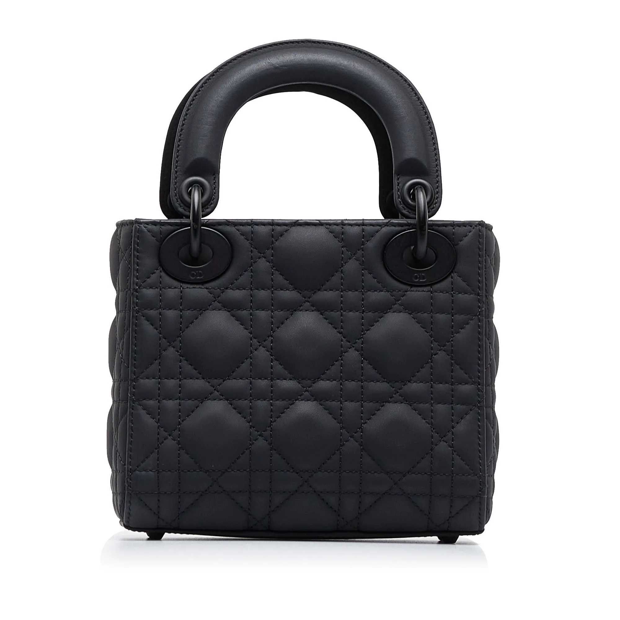 Trendy Inspired Dior Lady Mini Ultramatte Black Cannage Quilted Leather Black