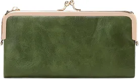 Vintage Women Long Wallets Bifold Ladies Purse Clutch with Kiss Lock and Zip Coin Pocket