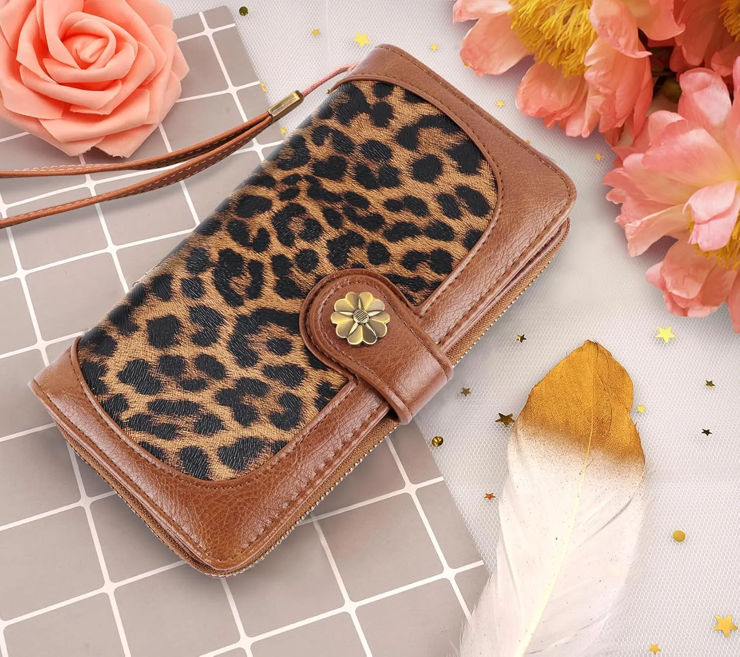 Wallets for Women Multi Card Holder Wallet Clutch Wallet Card Holder Organizer Ladies Purse with Wrist strap Purse