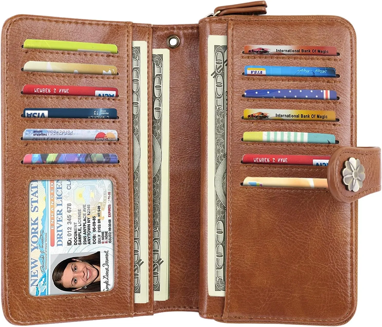 Wallets for Women Multi Card Holder Wallet Clutch Wallet Card Holder Organizer Ladies Purse with Wrist strap Purse