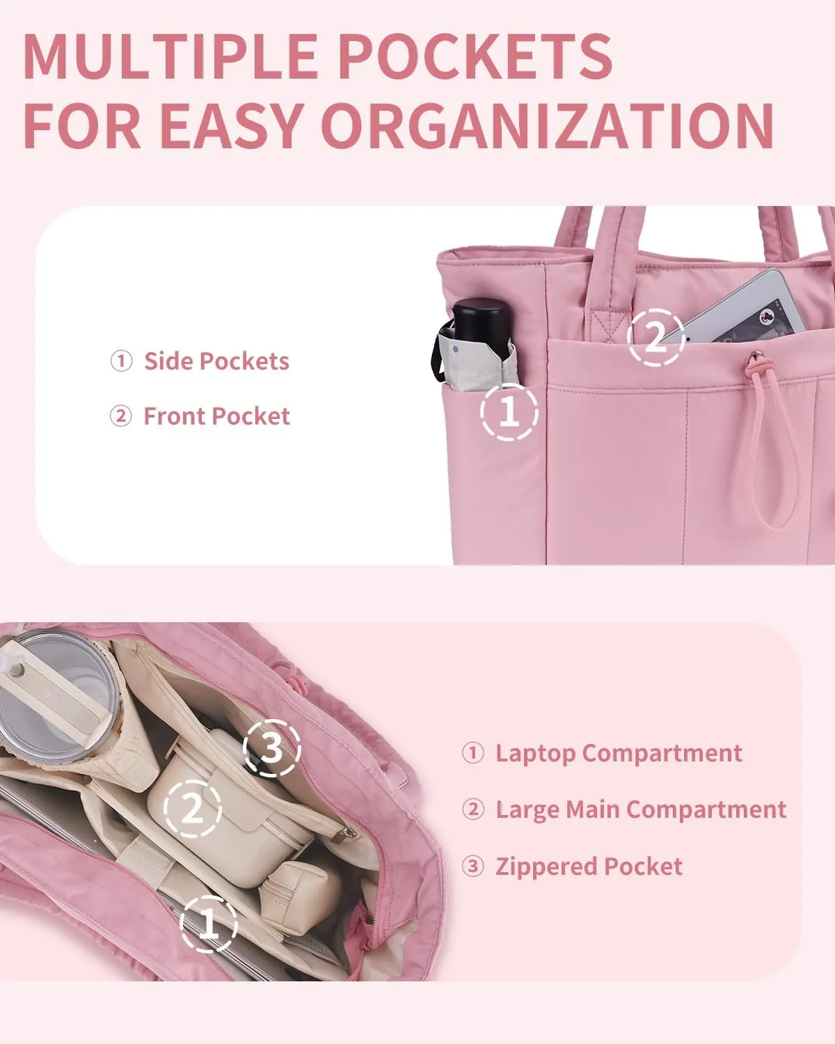 Wandering Nature Puffer Tote Bag Fit for Stanley Cup with Laptop Compartment Trolley Sleeve for Travel, Work, Nurse
