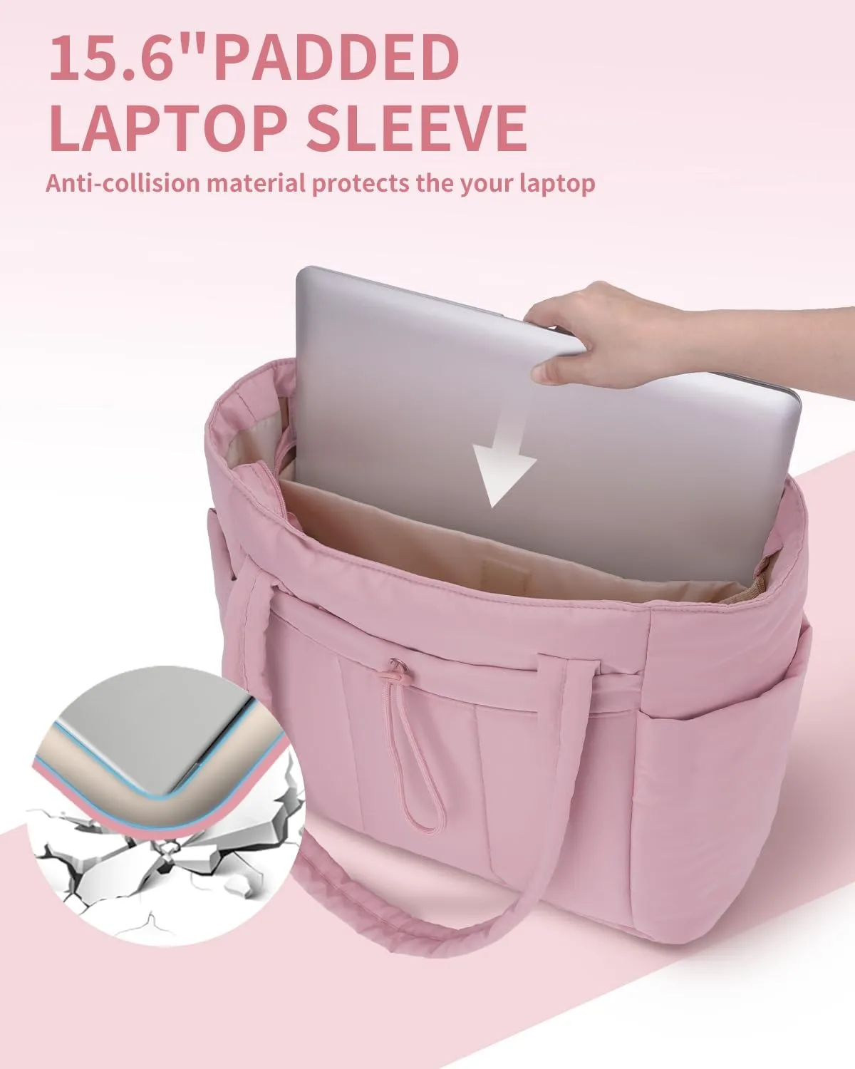 Wandering Nature Puffer Tote Bag Fit for Stanley Cup with Laptop Compartment Trolley Sleeve for Travel, Work, Nurse