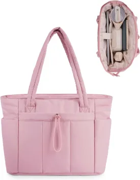 Wandering Nature Puffer Tote Bag Fit for Stanley Cup with Laptop Compartment Trolley Sleeve for Travel, Work, Nurse